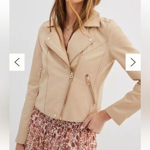 Blank NYC tan faux leather moto jacket xs